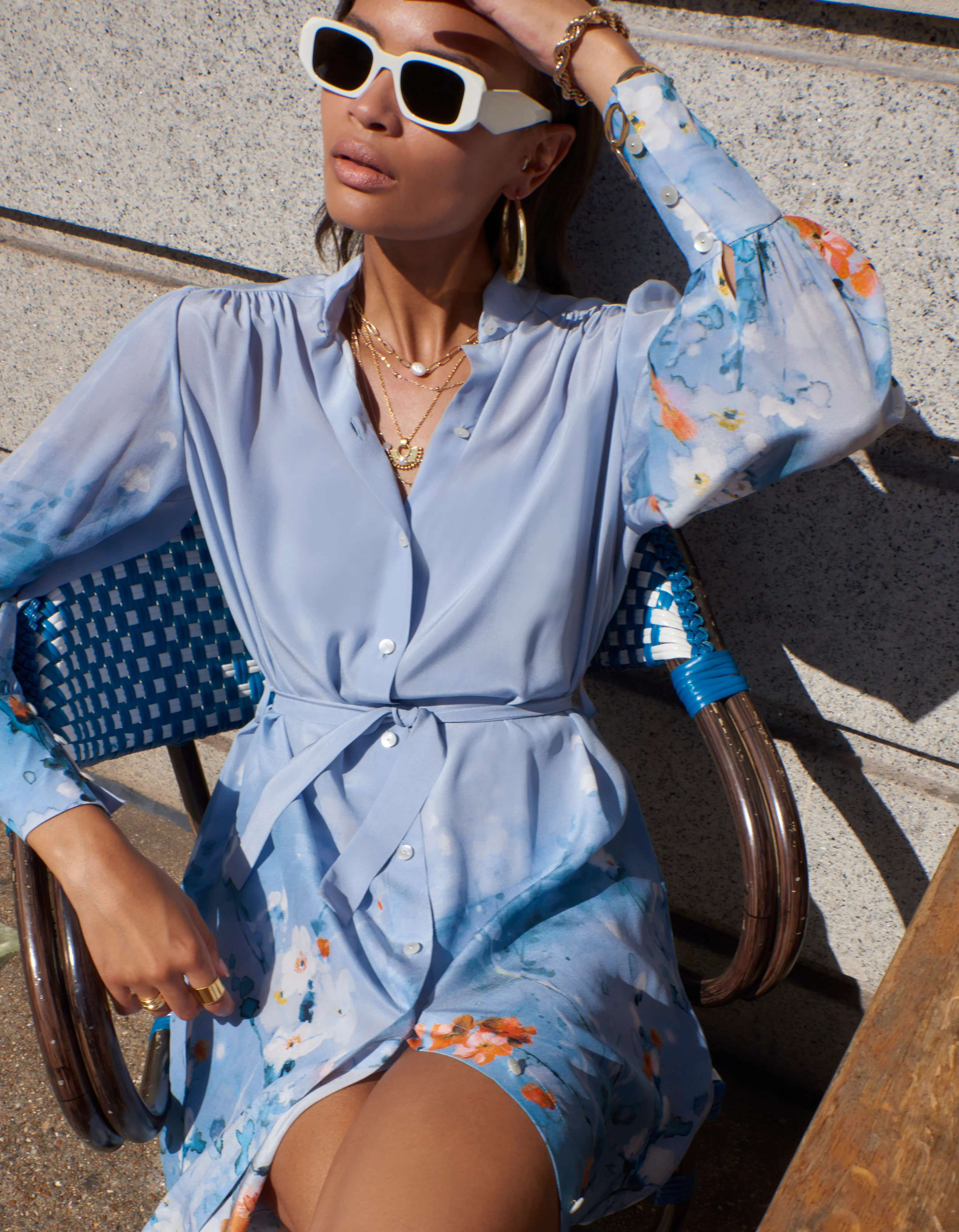 Aglaya Silk Dress - Blue Garden - Image 3