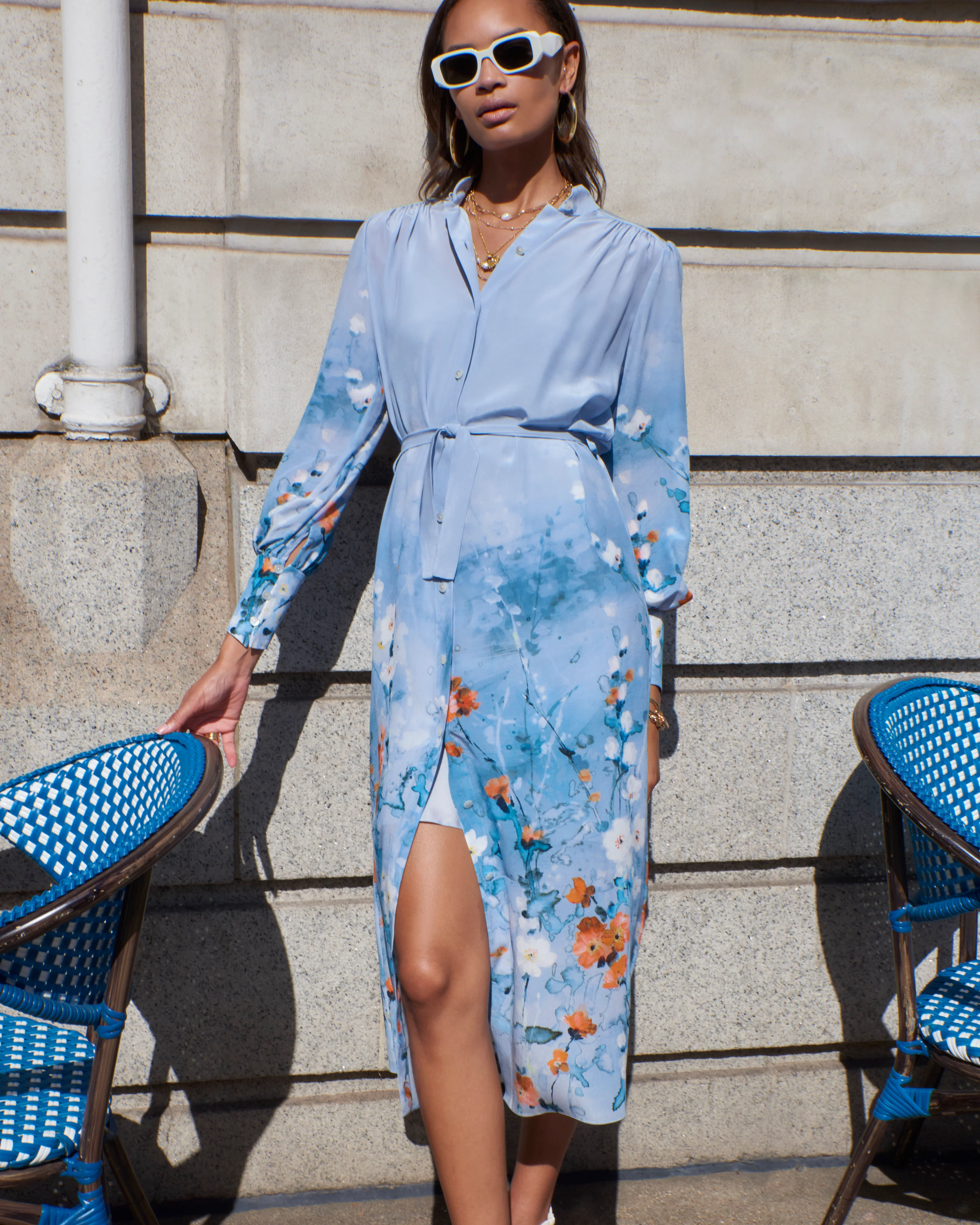 Aglaya Silk Dress - Blue Garden - Image 4