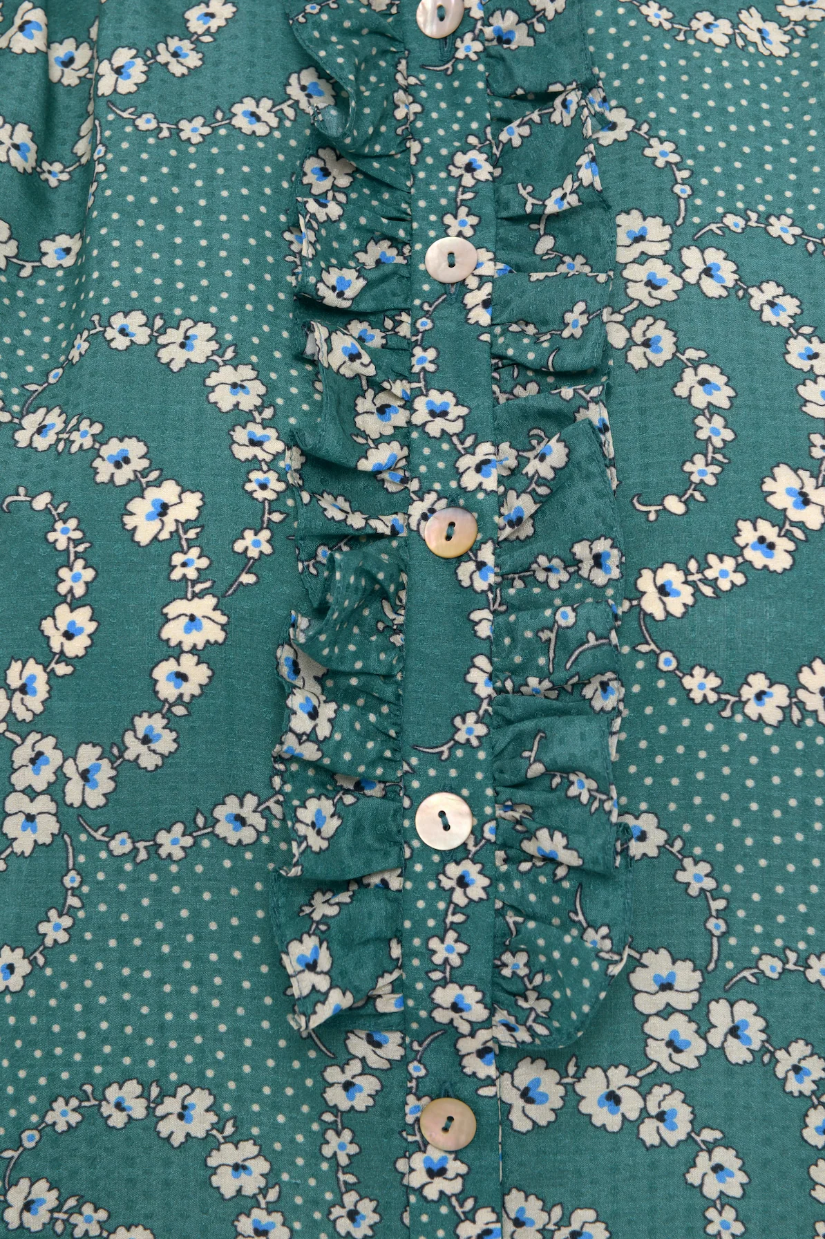 Irina Silk Cotton Blouse - Emerald - Image 3