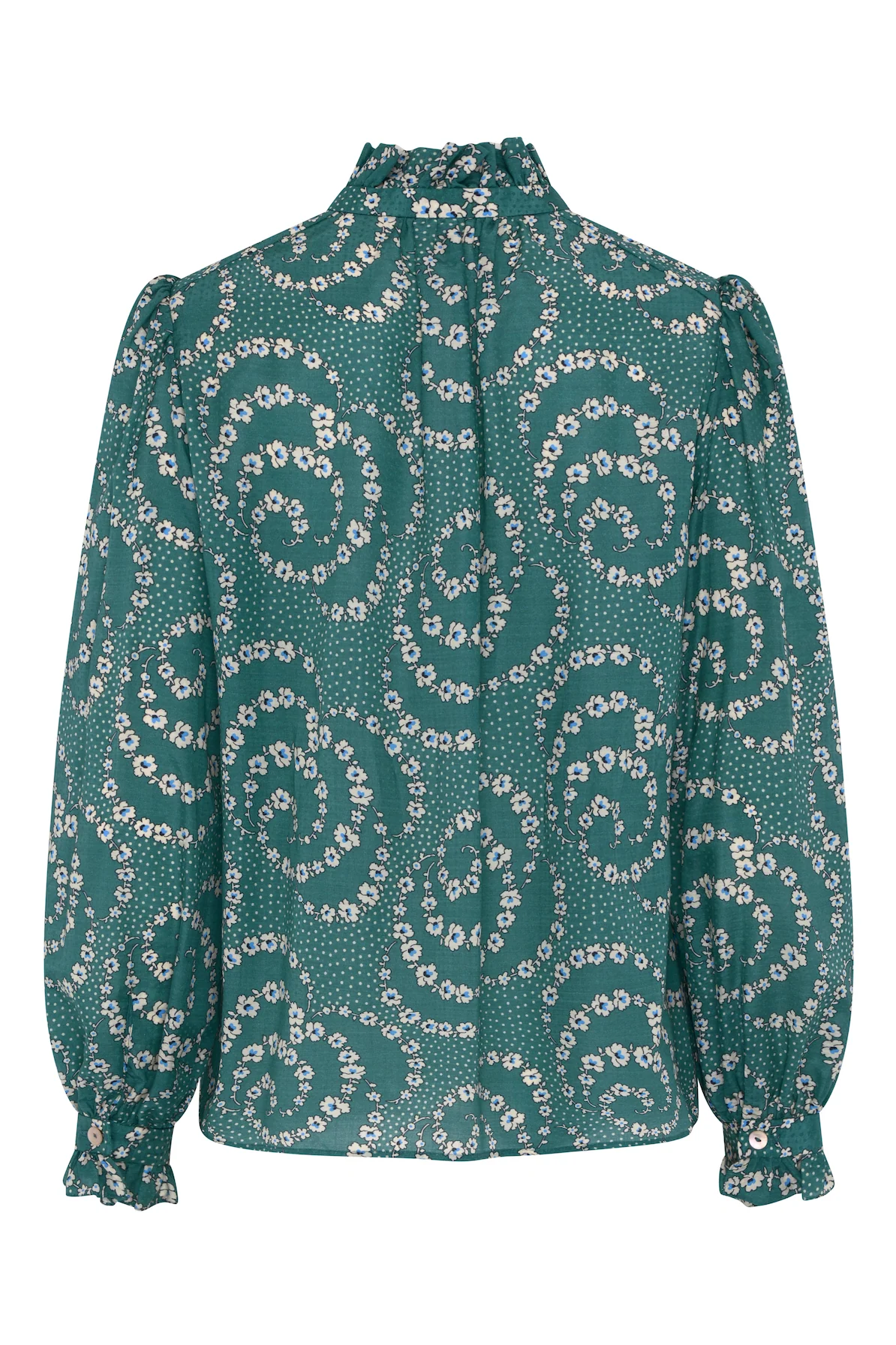Irina Silk Cotton Blouse - Emerald - Image 4