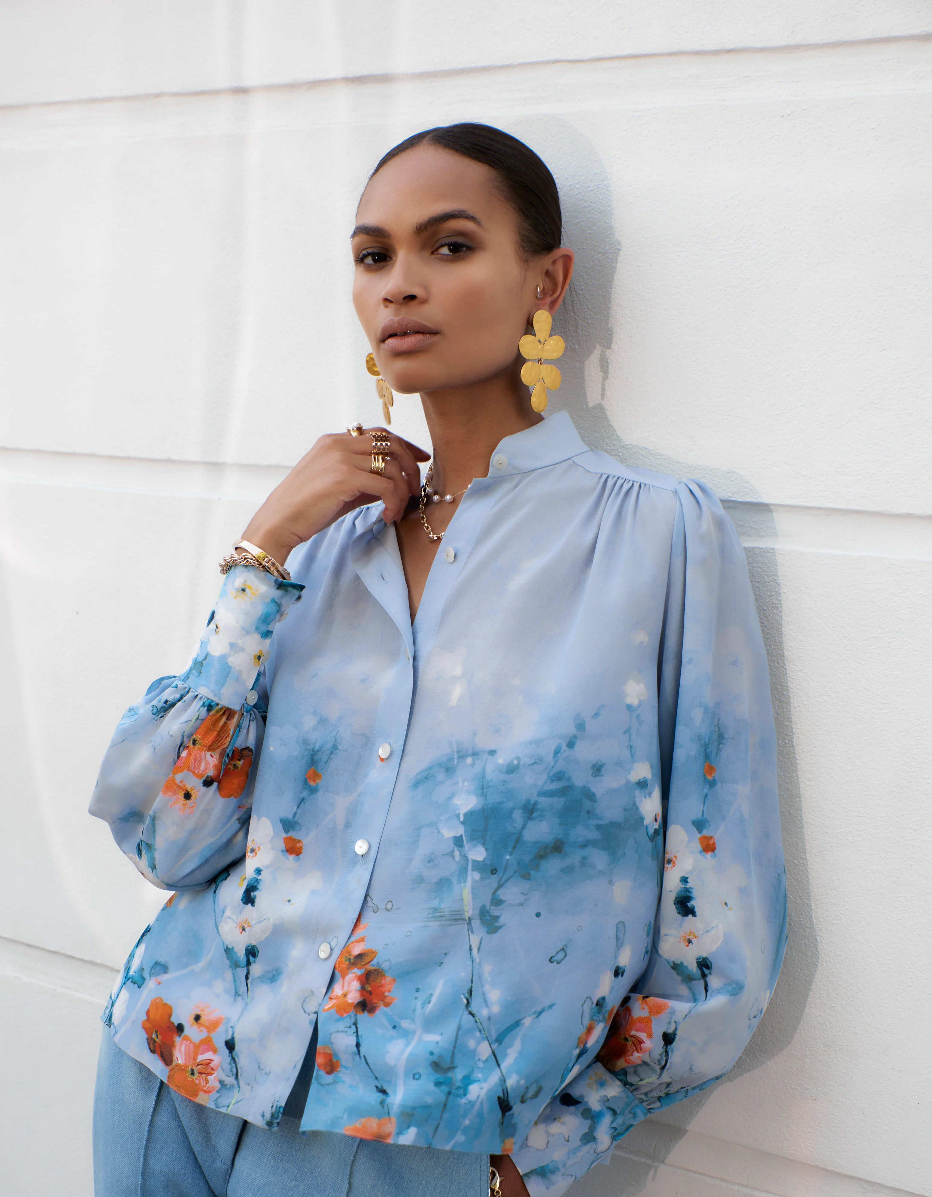 Liza Silk Blouse - Blue Garden - Image 5