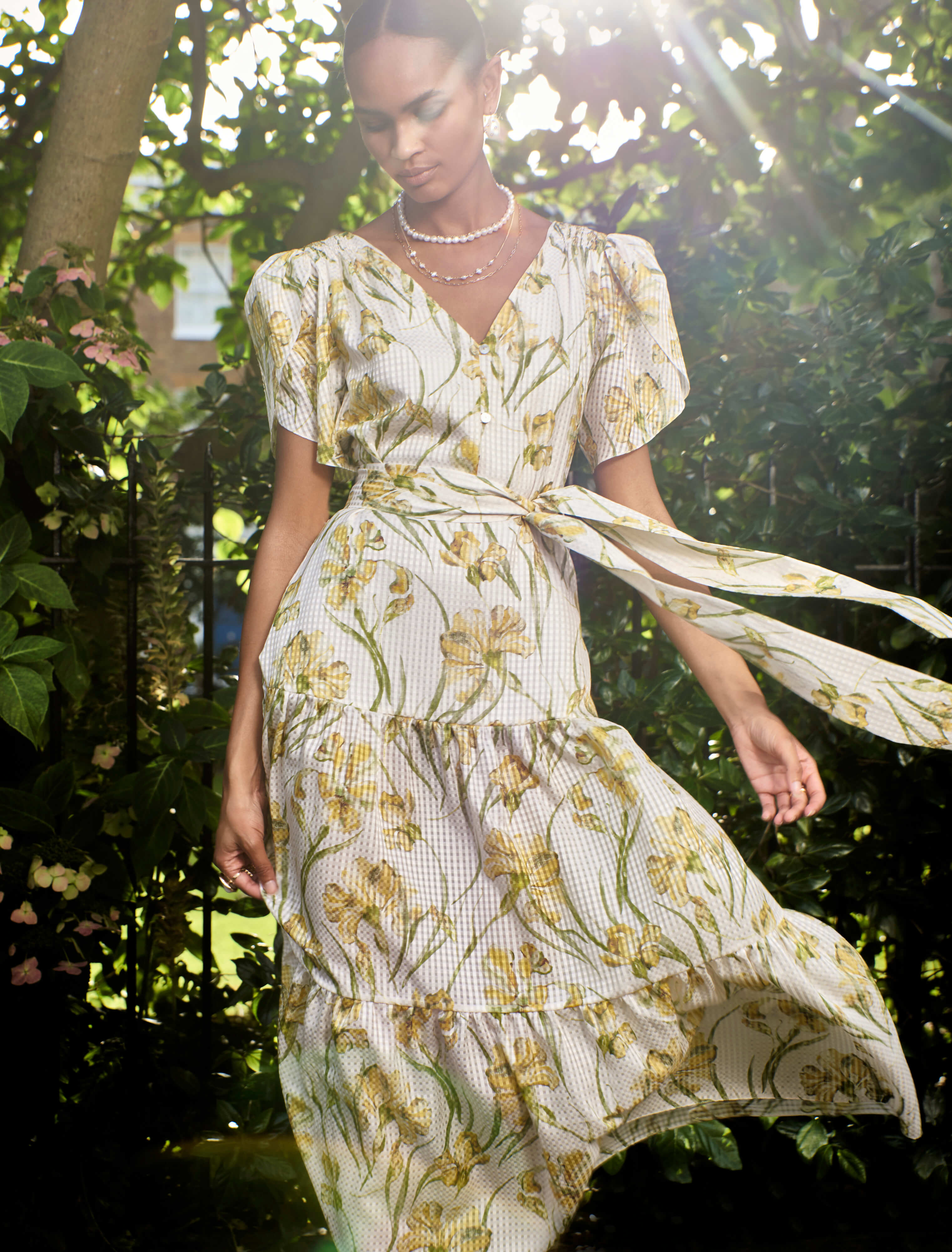 Lubava Cotton Silk Dress - Yellow Iris - Image 3