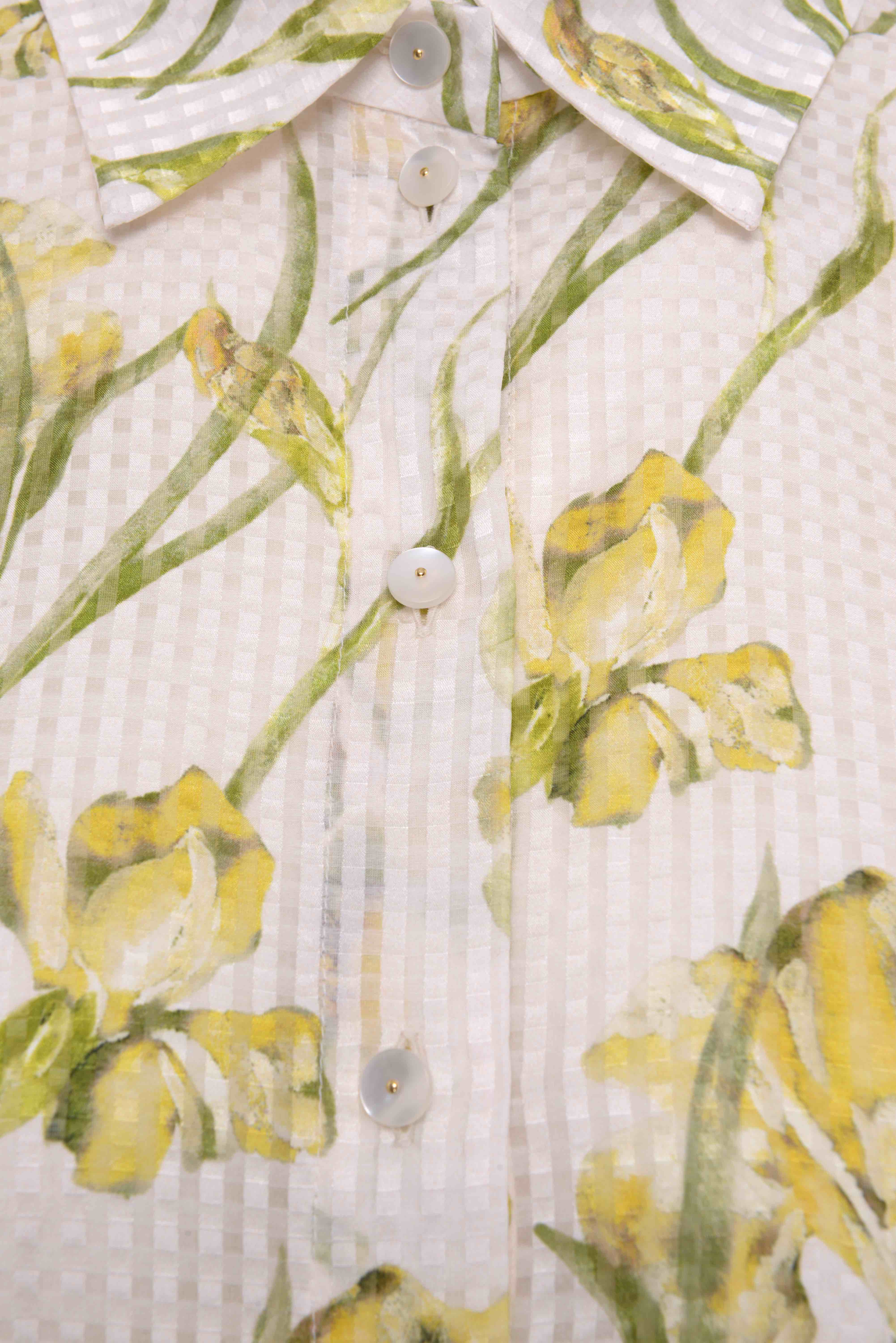 Pelageya Silk Cotton Blouse - Yellow Iris - Image 3