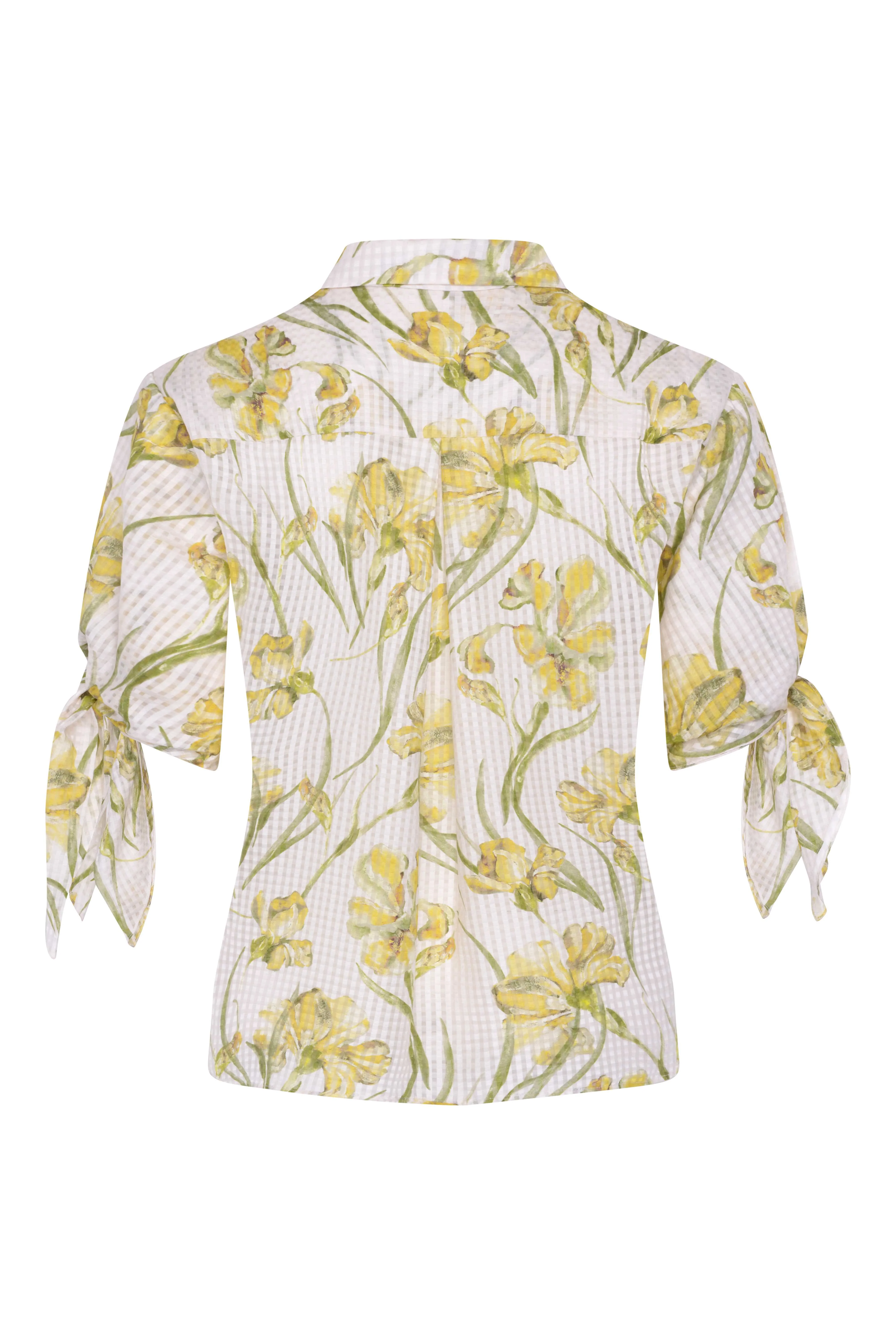 Pelageya Silk Cotton Blouse - Yellow Iris - Image 4