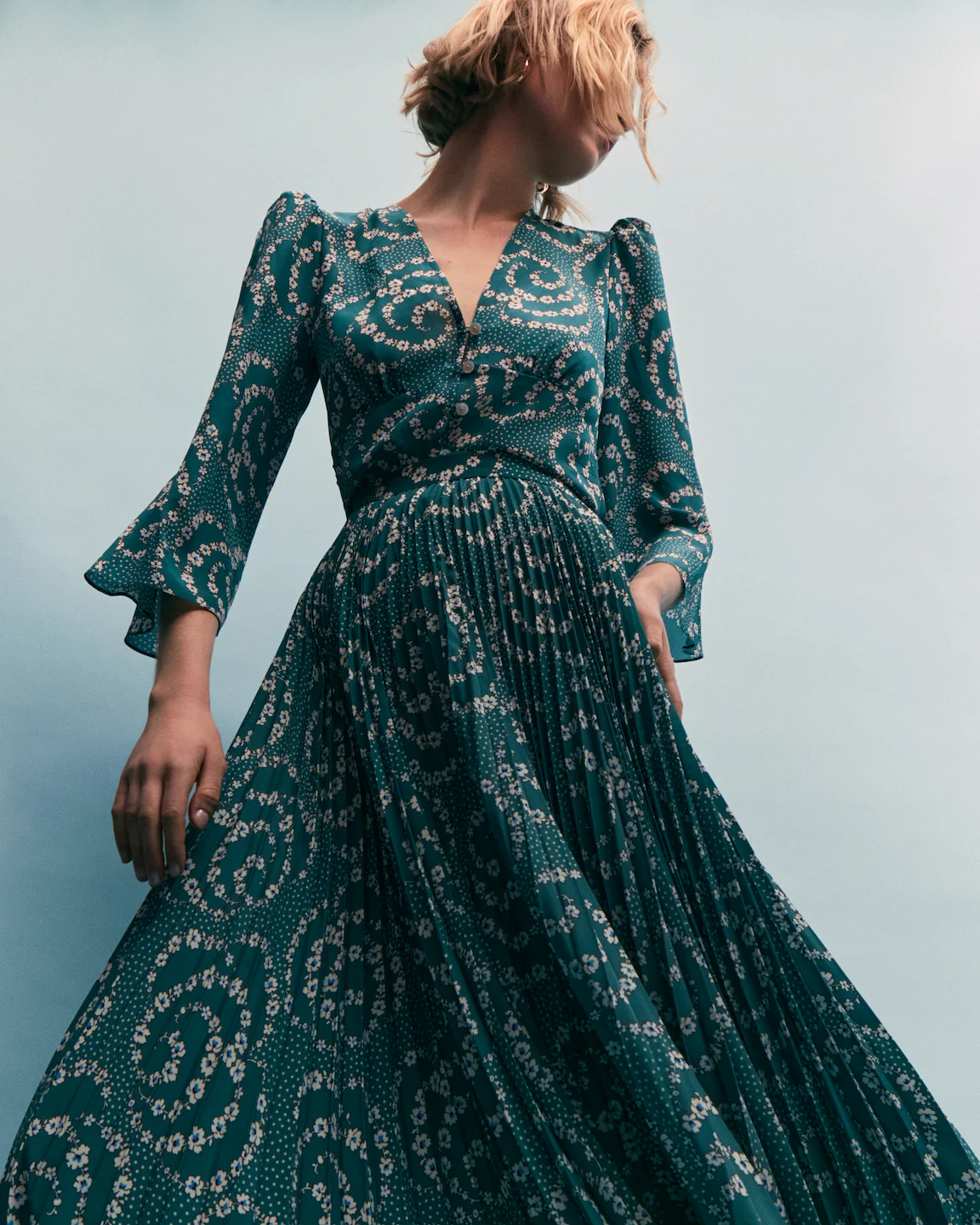 Tanya Silk Blouse - Emerald - Image 5