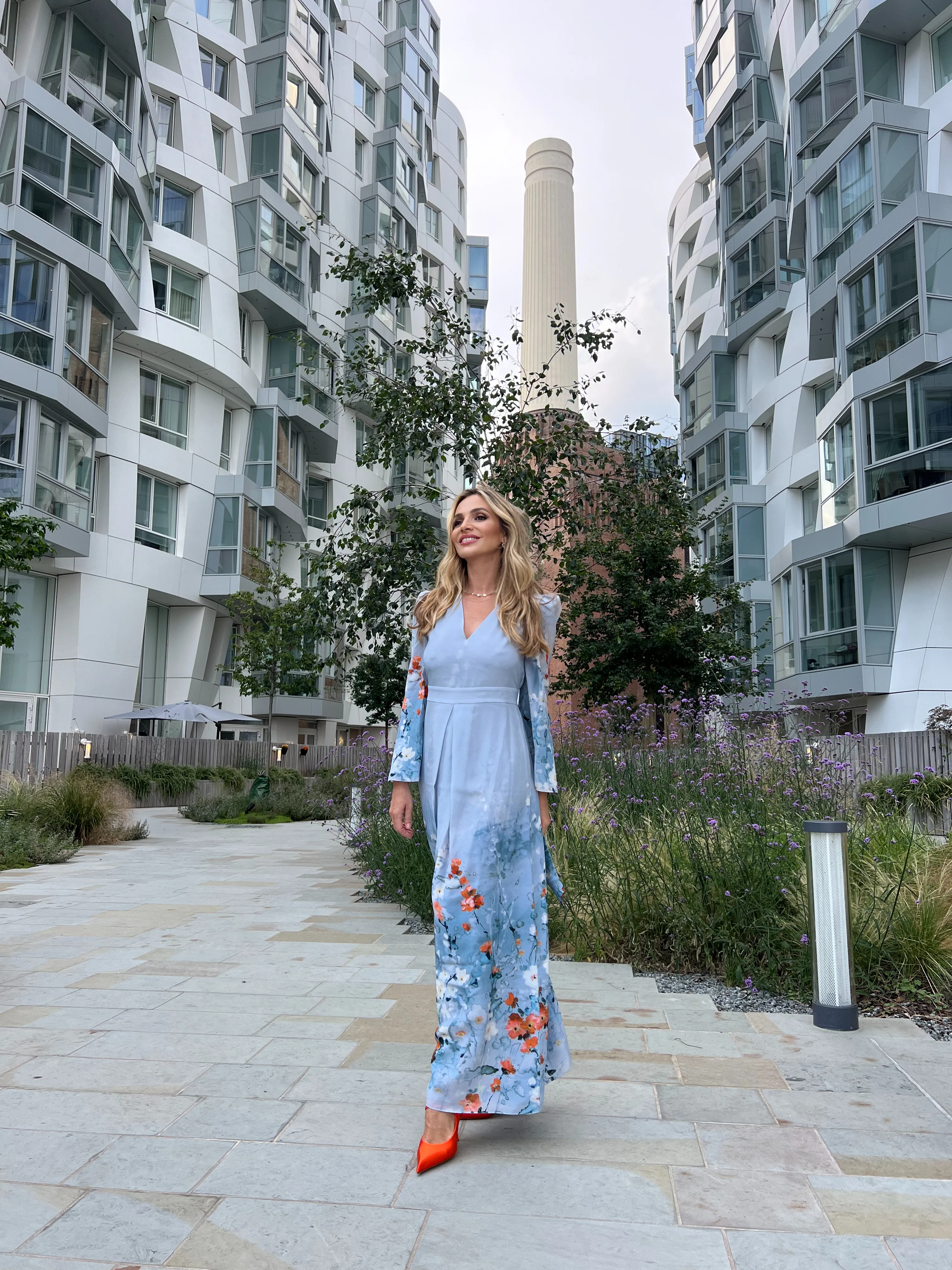 Uslada Silk Dress - Blue Garden - Image 5