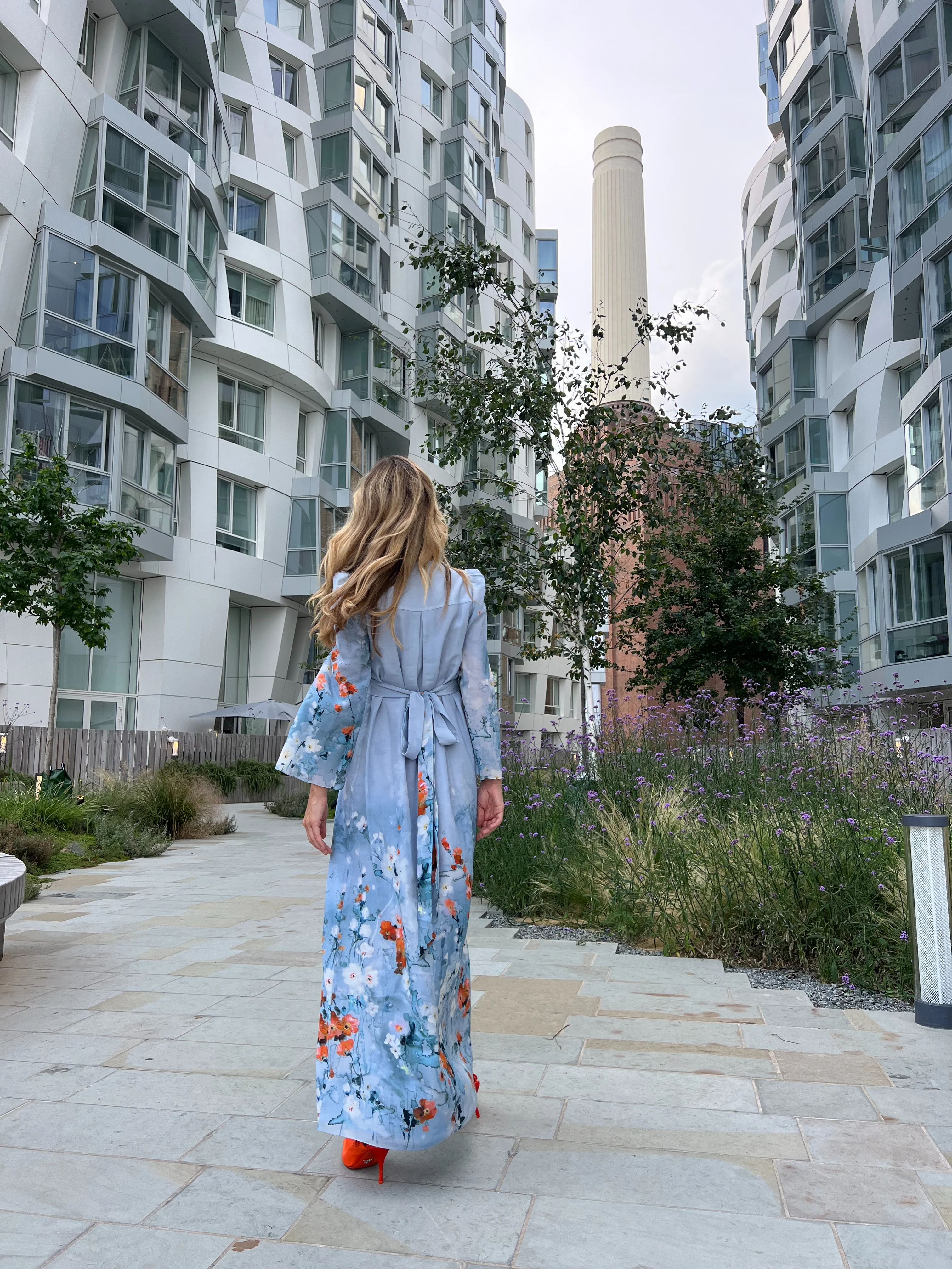 Uslada Silk Dress - Blue Garden - Image 6