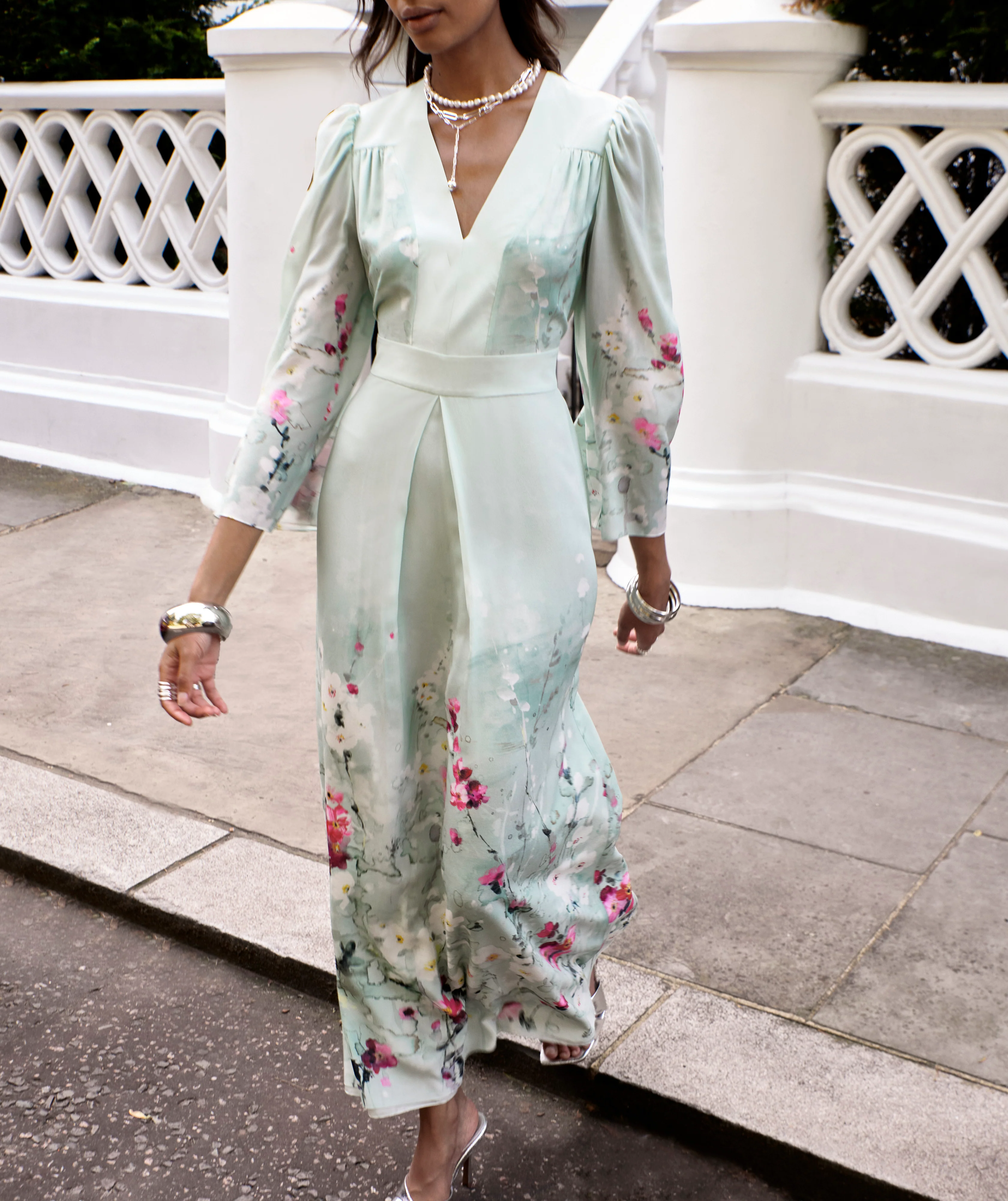 Uslada Silk Dress - Mint Garden - Image 3