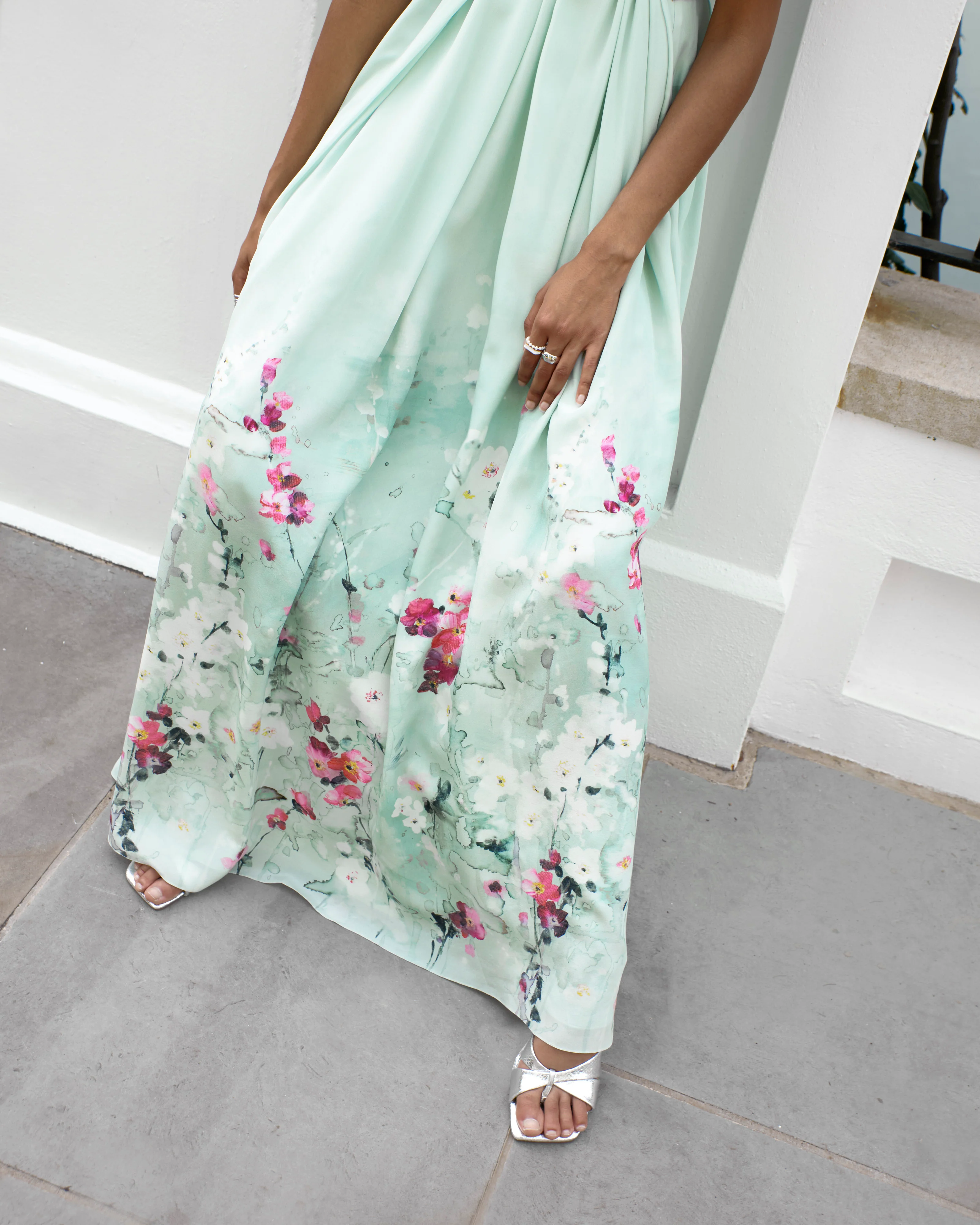 Uslada Silk Dress - Mint Garden - Image 4